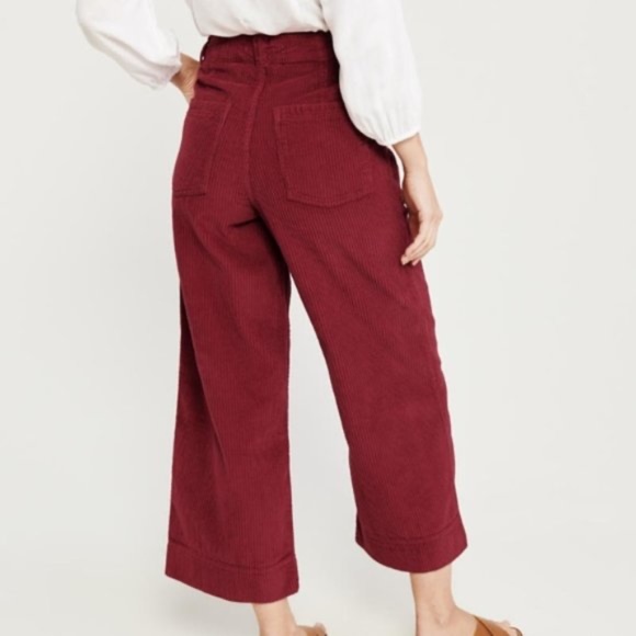 NWT Abercrombie & Fitch Red Wide Corduroy Pants - Picture 2 of 14